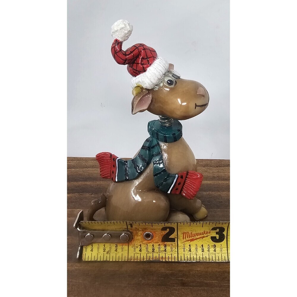 Fitz and Floyd Jiggling Christmas Holiday Reindeer Ornament Bobblehead Figure - Picture 7 of 8